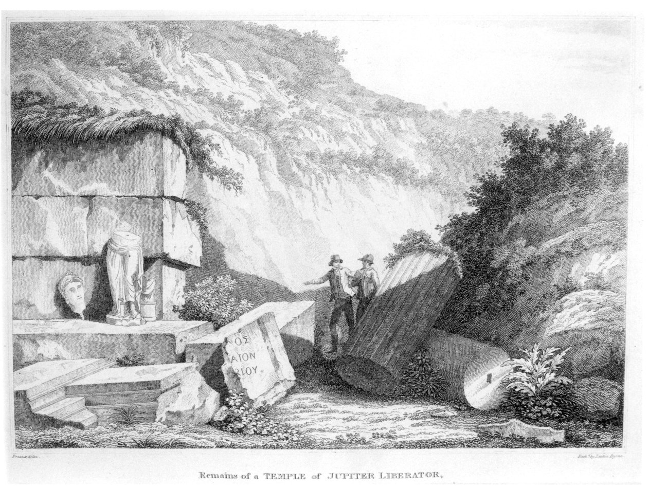 Edward Daniel Clarke (1769-1822) visita os restos do Templo de Júpiter Libertador em Troad, da Parte 2 de Viagens em Vários Países da Europa, Ásia e África, publicado em 1812 (bw de English School