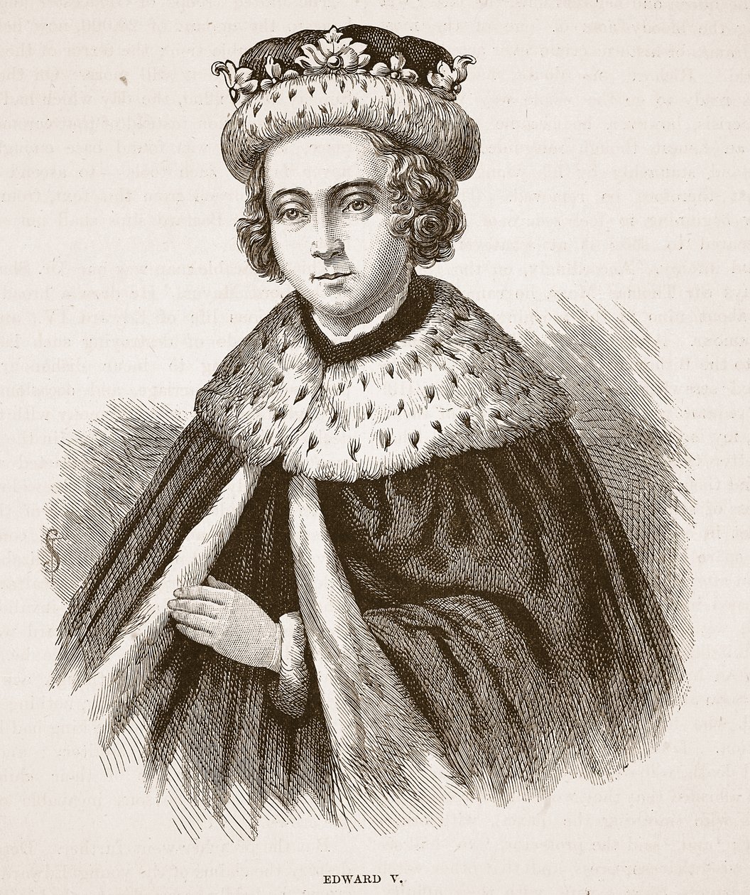 Edward V, ilustração da história ilustrada de Cassells da Inglaterra (foto sépia) de English School