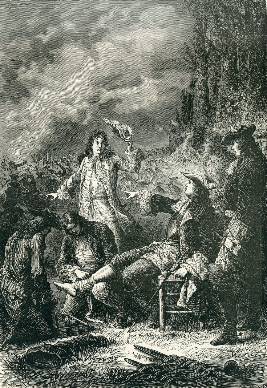 Edward Villiers ferido na batalha de Newbury, 1643 de English School