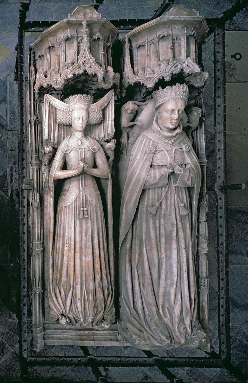 Efígies de Thomas Fitzalan, 5º Conde de Arundel e sua esposa, Beatrice, na Capela Fitzalan (alabastro) de English School