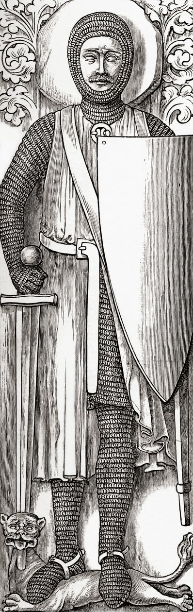 Efígie de William Marshall de seu túmulo na Temple Church, Londres, de "Uma Breve História do Povo Inglês", de JR Green, publicada em 1893 de English School