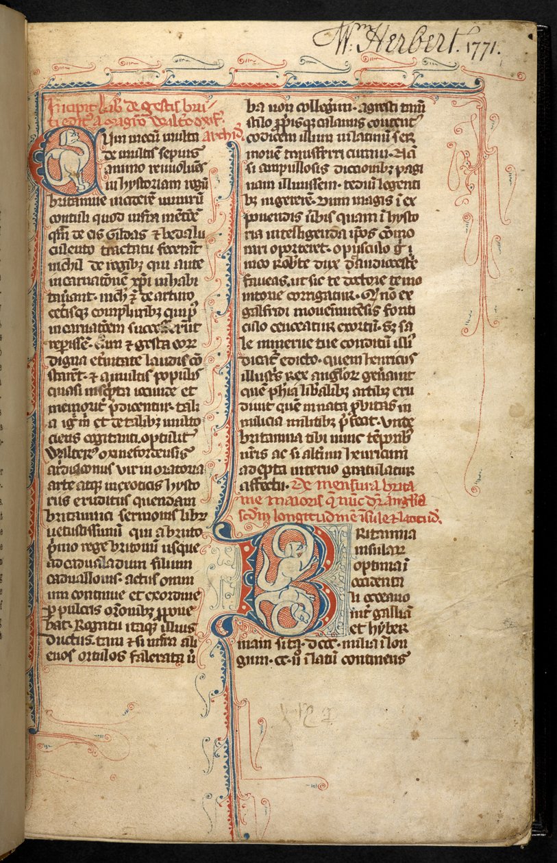 Egerton 3142, f.1r, Texto com uma inicial iluminada, 