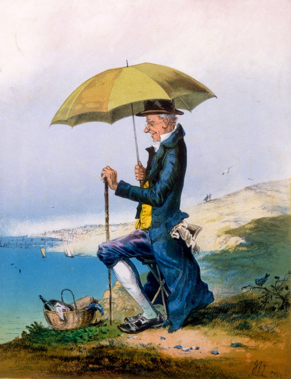 Oito horas no Seaside por três xelins, impressão feita por A. Concannen, 1873 de English School