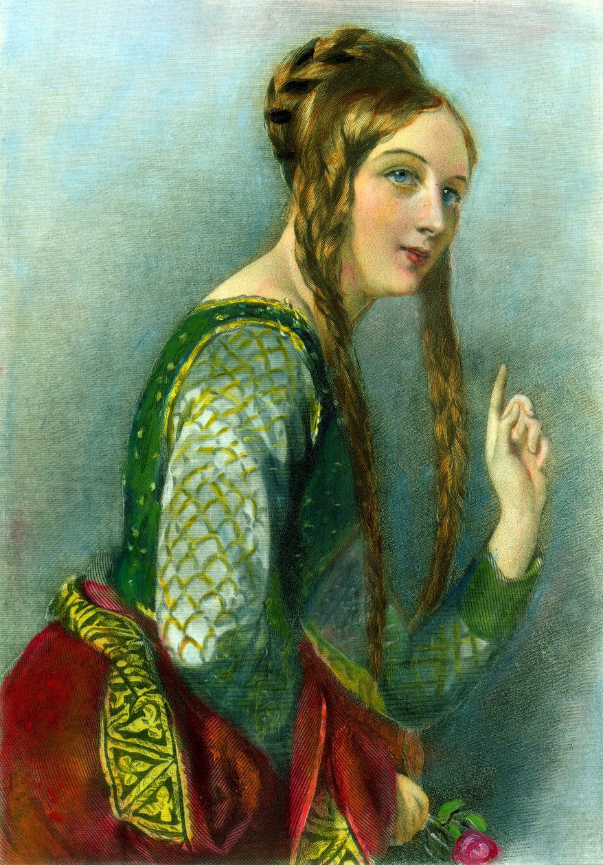 Eleonora da Aquitânia, Rainha de Henrique II, impressa por Henry G. Bohn, 1856 (gravura a cores) de English School
