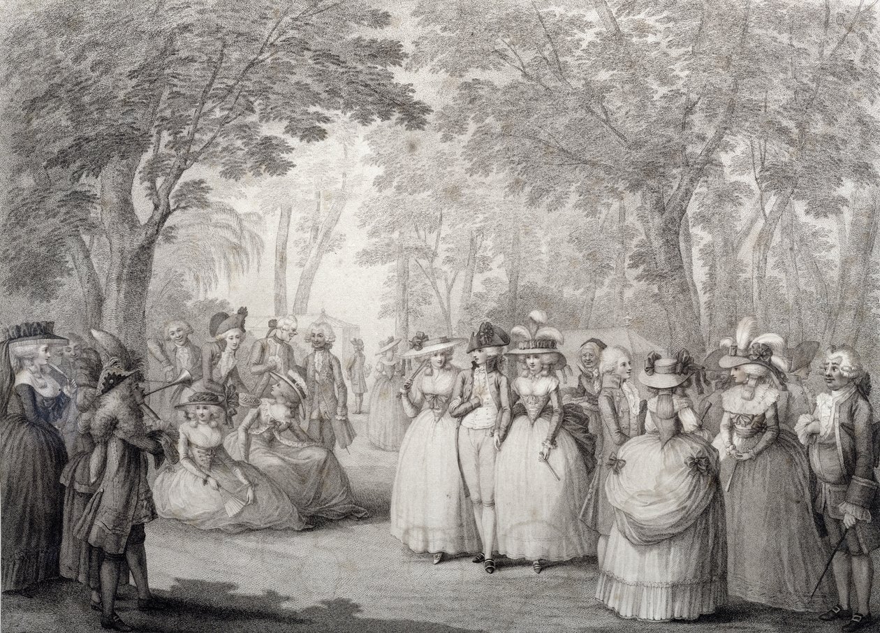 Figuras elegantes em Vauxhall Gardens de English School