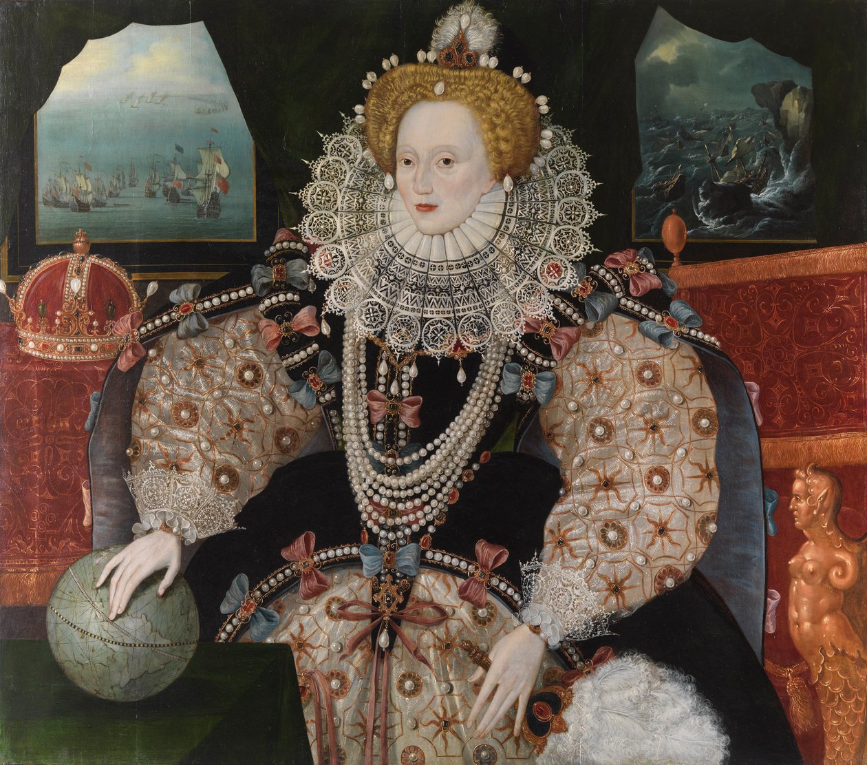Isabel I (o "Retrato da Armada"), c.1588 (óleo sobre painel de carvalho) de English School