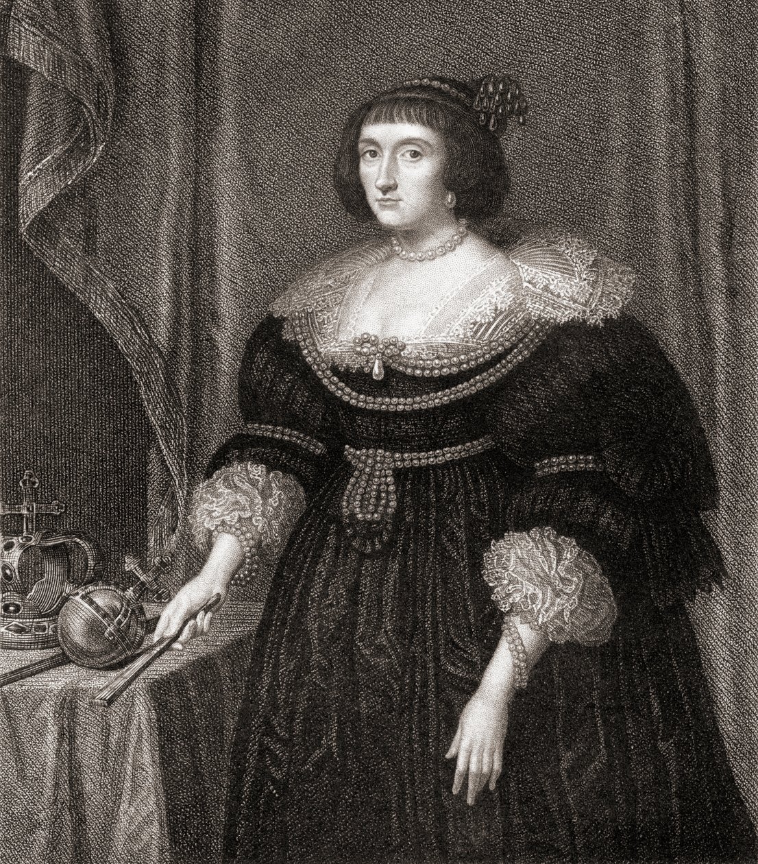 Elizabeth, Rainha da Boêmia (1596-1662), de Lodges British Portraits, 1823 de English School