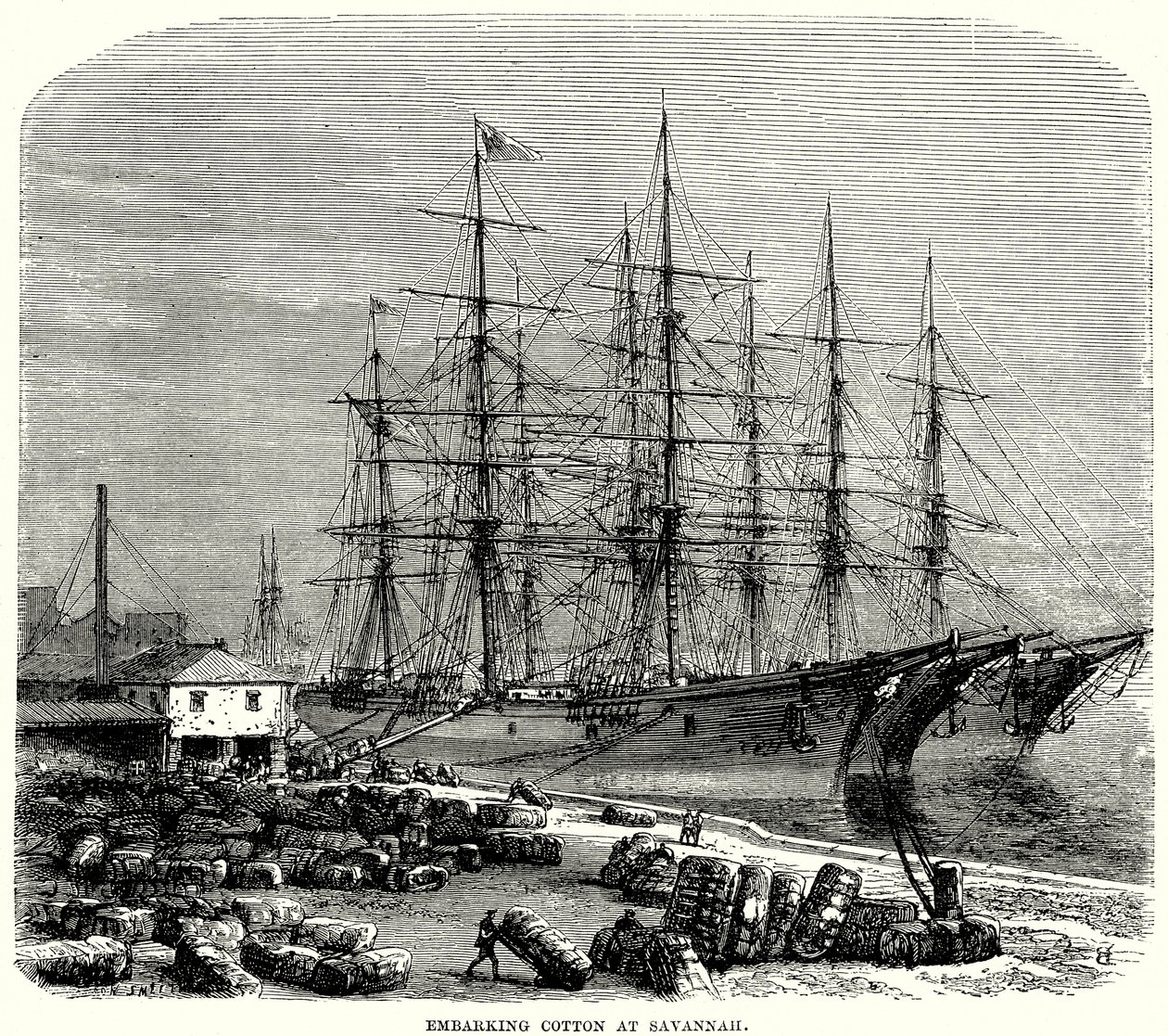 Embarque de algodão em Savannah (gravura) de English School