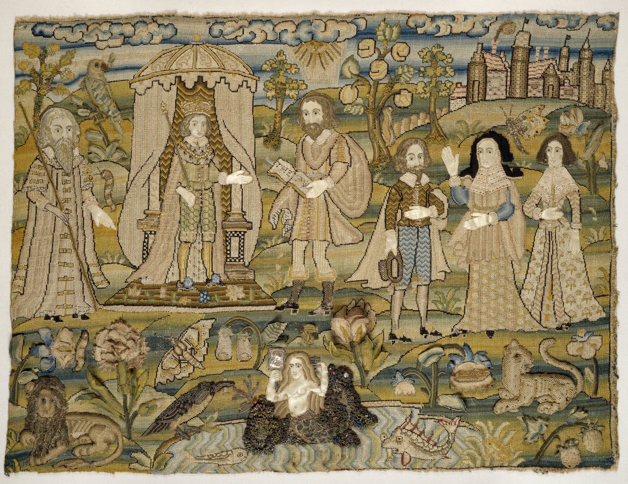 Imagem bordada: "A Proclamação de Salomão", meados do século XVII de English School