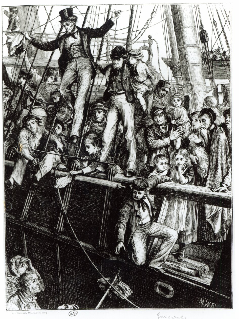 Emigrantes que deixam a Velha Inglaterra, da revista The Graphic, 18 de dezembro de 1869 de English School