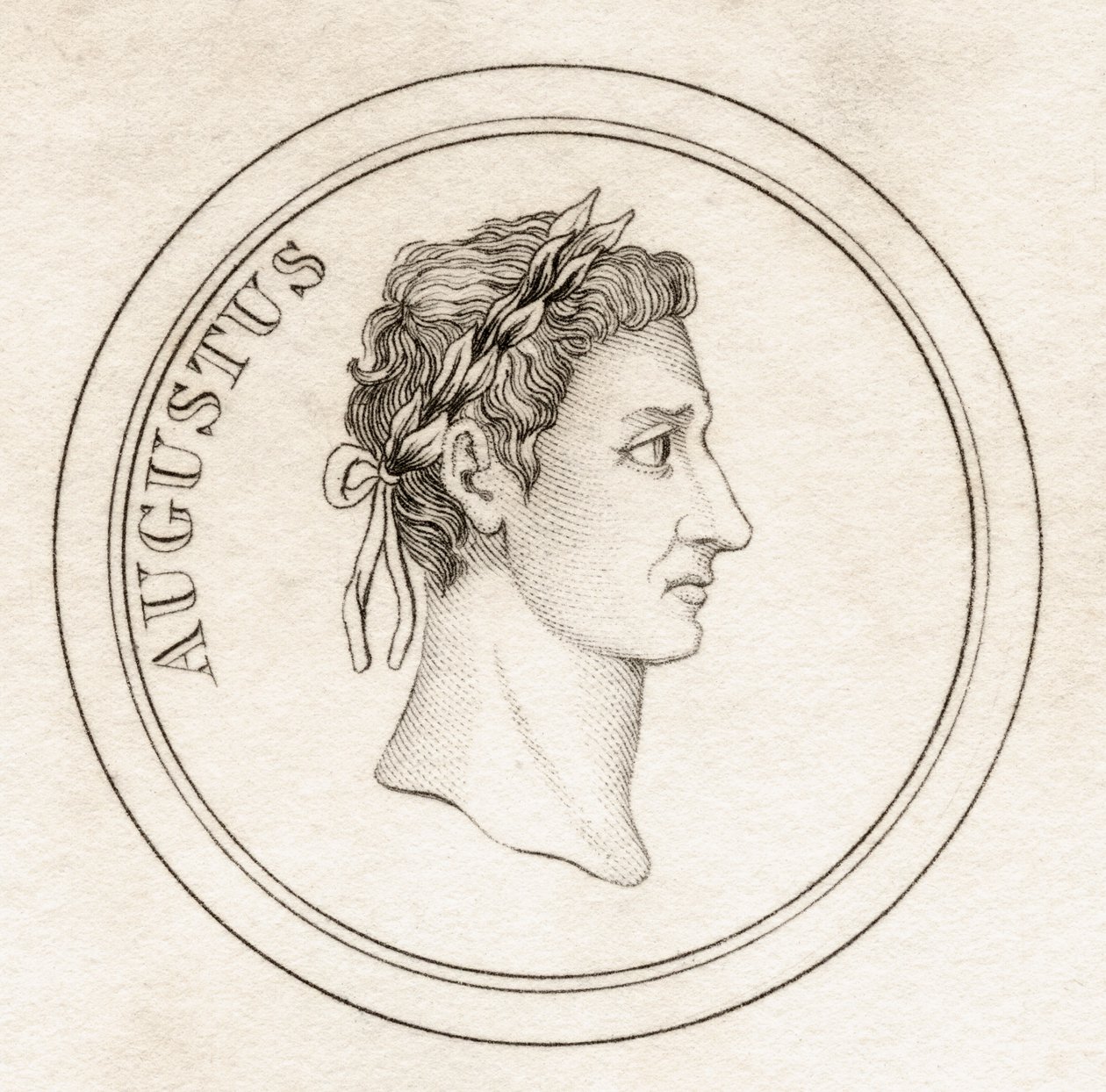 Imperador Augustus, do "Dicionário Histórico de Crabb", publicado em 1825 de English School