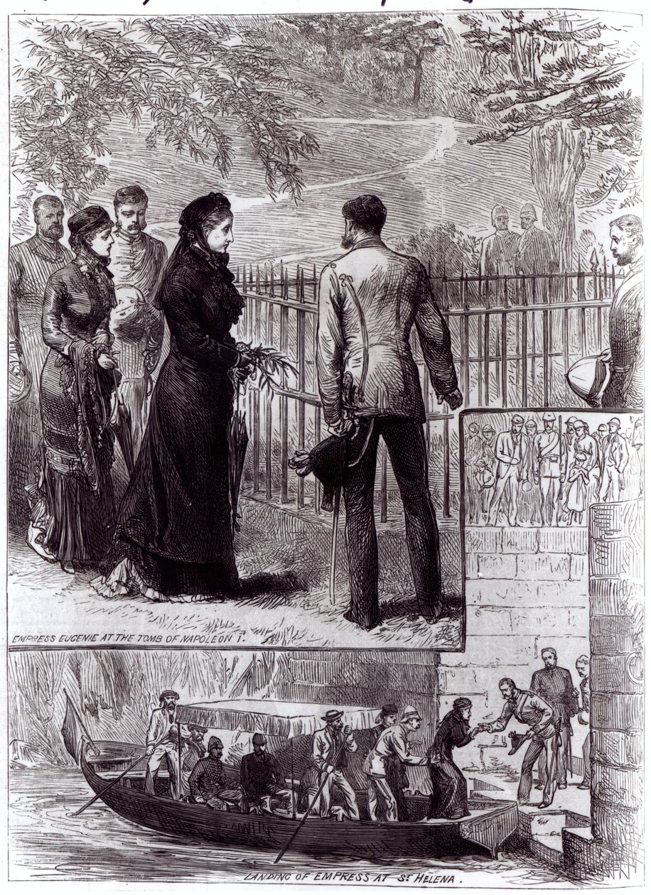 Imperatriz Eugenie visitando o túmulo de Napoleão I em Santa Helena, 1880 de English School