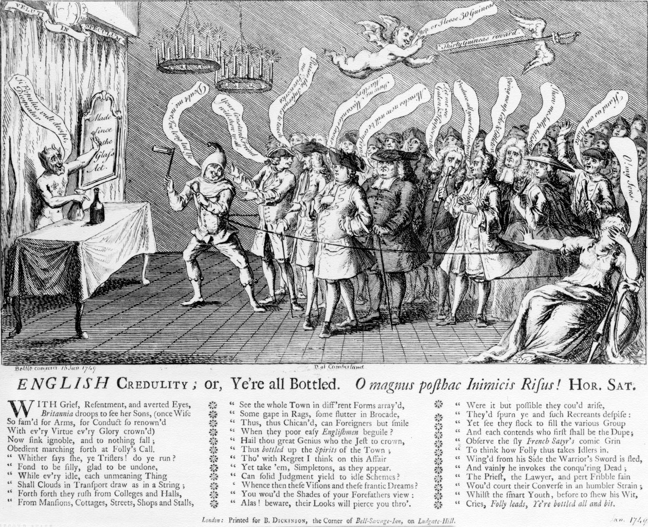Inglês credencial ou Yere todos engarrafados, 1749 de English School