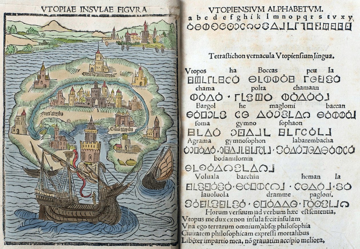 Gravura de “Utopia” de Thomas More de English School