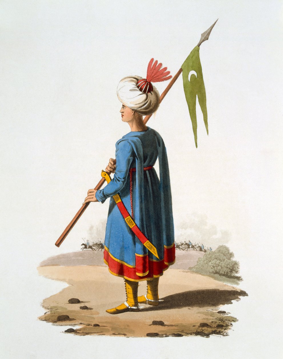 Alferes Portador do Spahis, 1818 (aquatinta colorida) de English School
