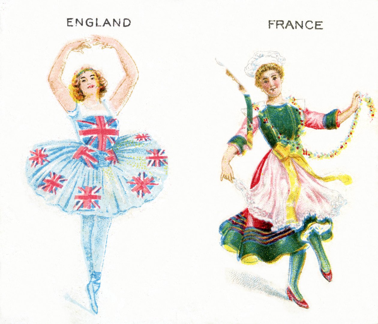 Entente Cordiale (Entendimento Cordial) cartões de cigarro, 1915 de English School