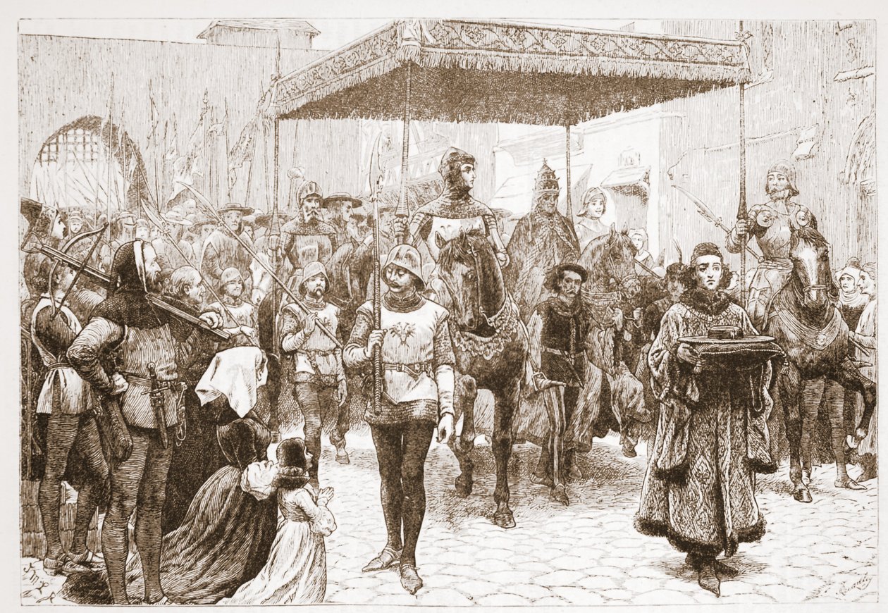 Entrada do papa John em Constance, ilustração da história do protestantismo por James Aitken Wylie (1808-1890), bar. 1878 de English School