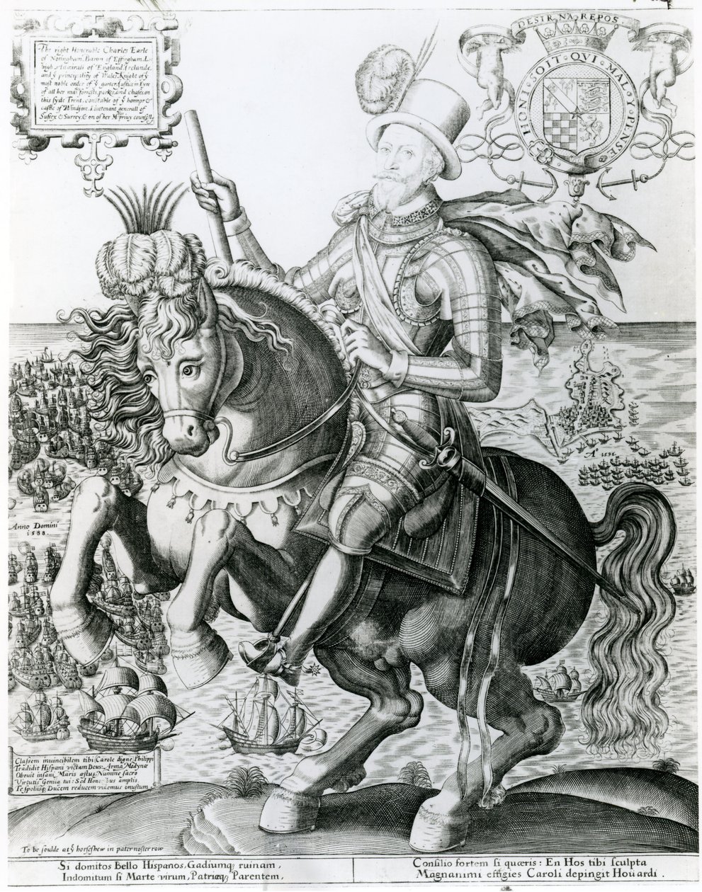Retrato equestre de Charles Howard de English School