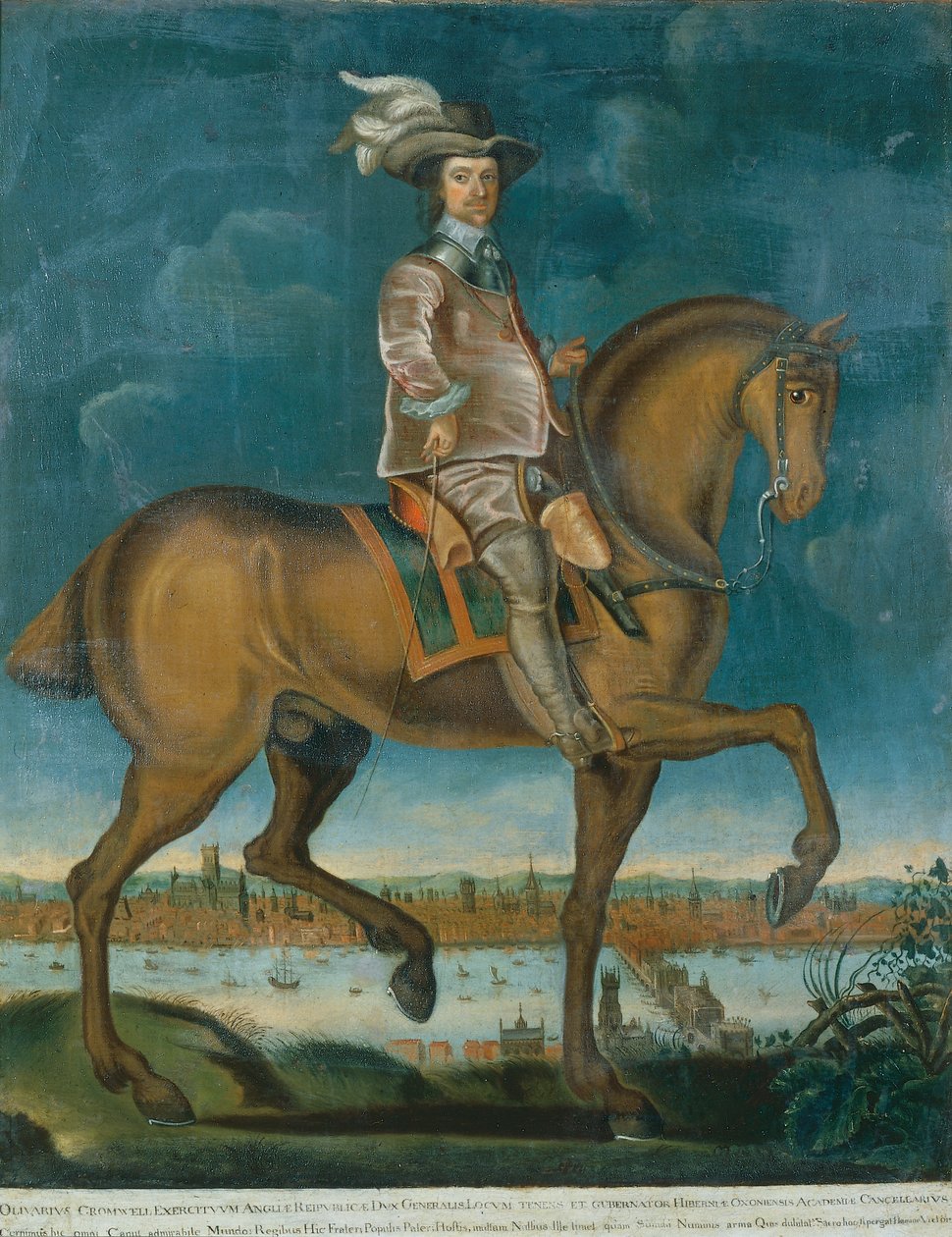 Retrato equestre de Oliver Cromwell, c.1657 (óleo sobre tela) de English School