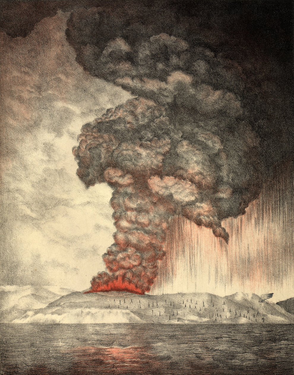 Erupção de Krakatoa, 26 de agosto de 1833, pub.1888 de English School