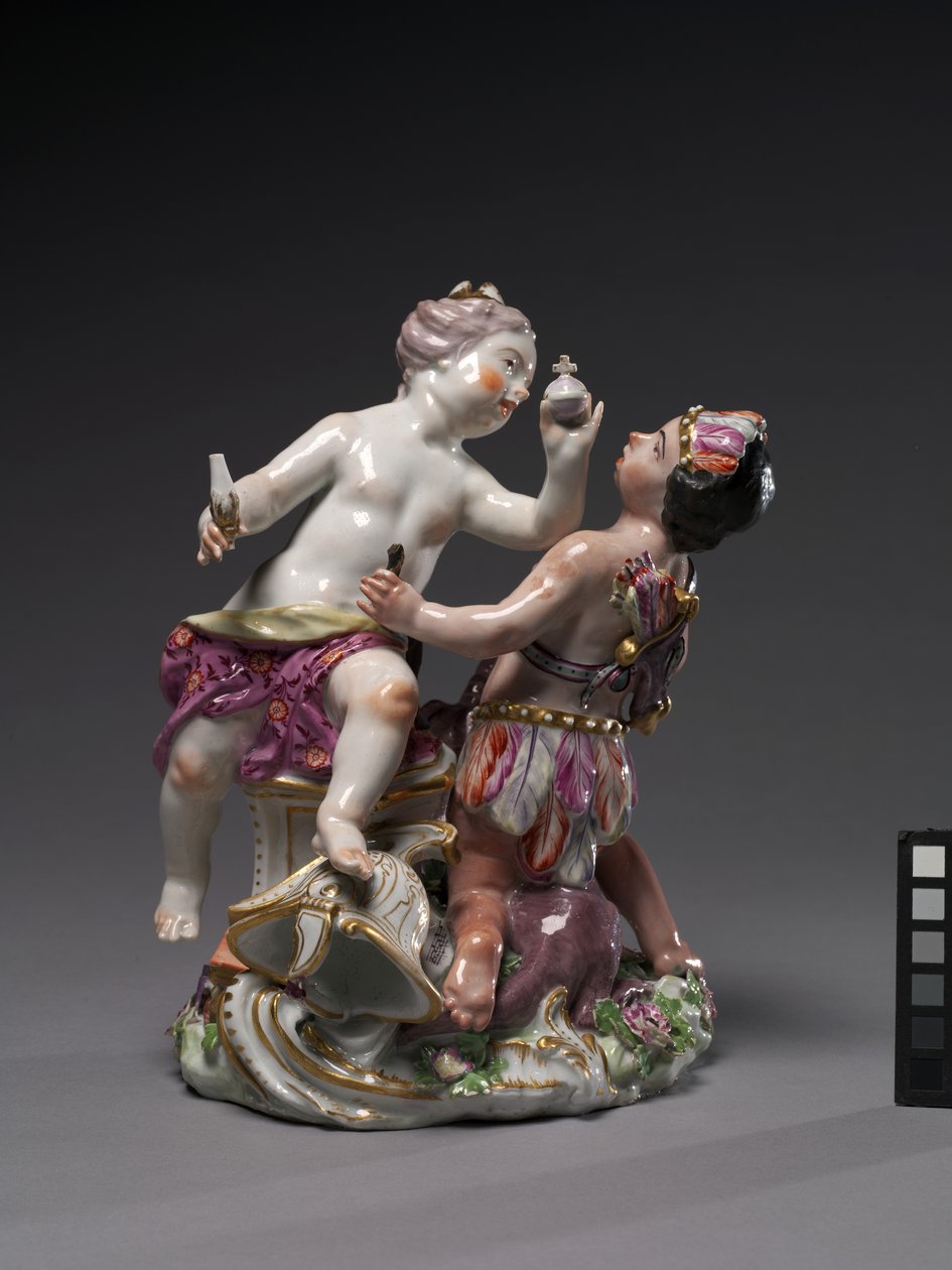 Europa e América, fabricado pela Chelsea Porcelain Factory, c.1760 de English School
