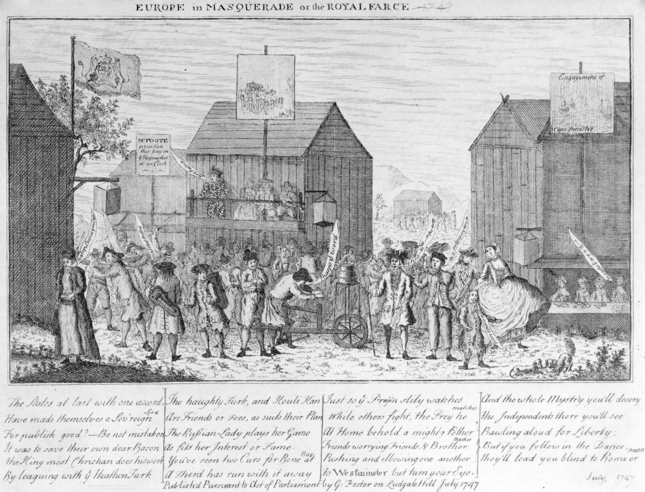 Europa em Masquerade, ou a farsa real, por G. Foster, 1747 de English School