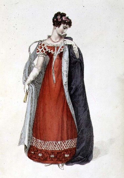 Vestido de noite ou vestido de baile, placa de moda do Ackermann