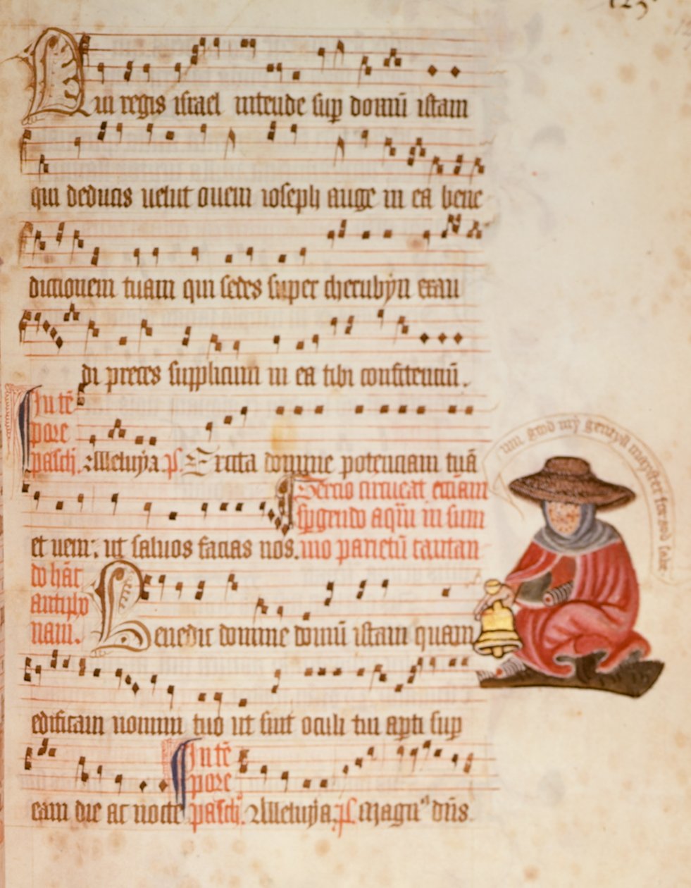 F.127 Folha de Música com um Desenho de um Leproso, c.1400 (velino) de English School
