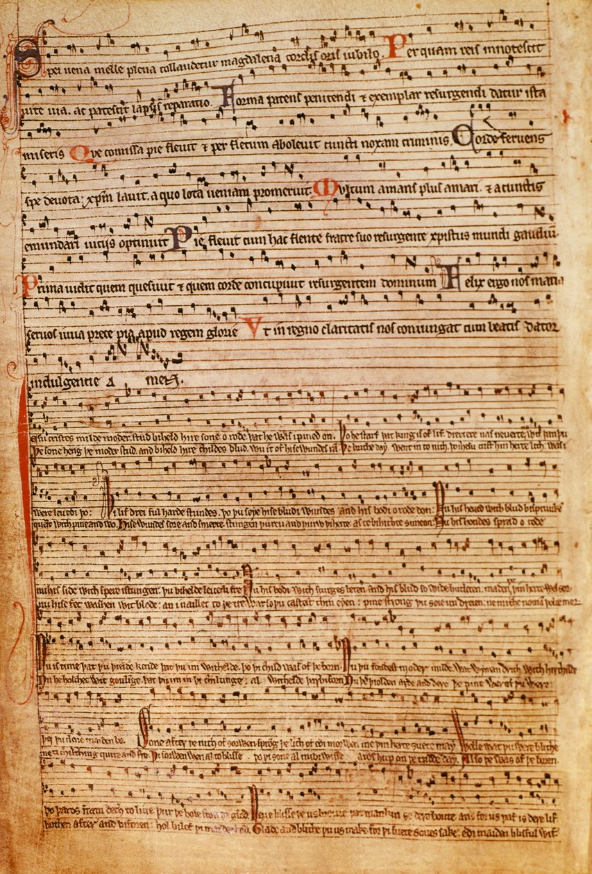 F.154v Notação Musical Medieval (litho) de English School