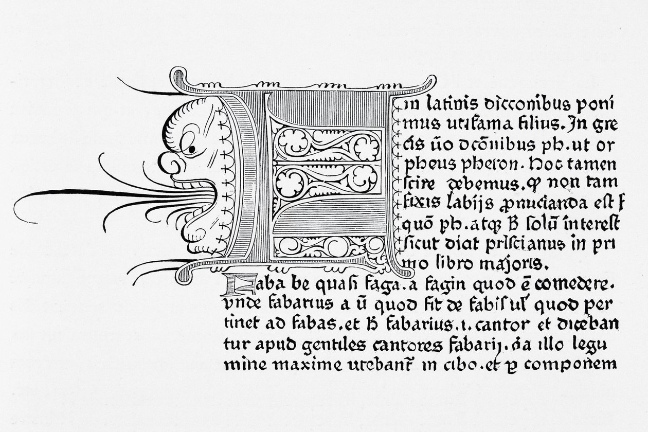 Fac-símile de uma página da Catholicon, impresso por Johannes Gutenberg, Mainz, 1460 de English School