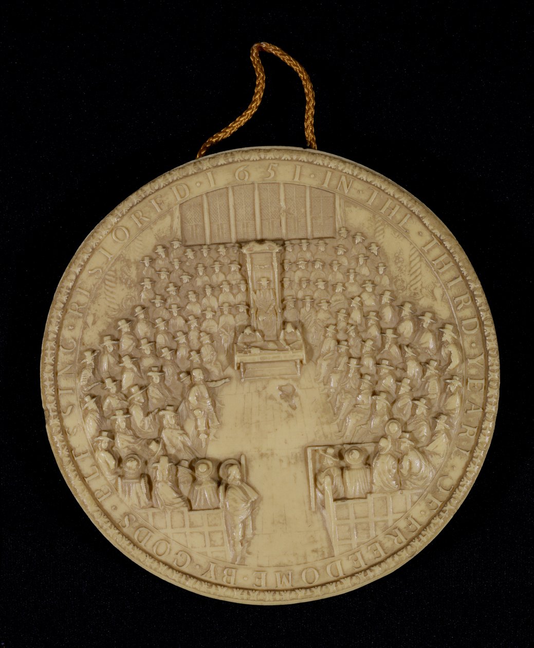Fac-símile do Grande Selo da Inglaterra de 1651, anverso representando a Câmara dos Comuns em Sessão (ver 105042 para reverso) de English School