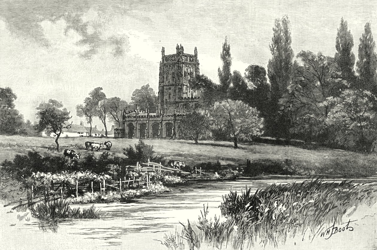 Fairford, a partir do Colne (gravura) de English School