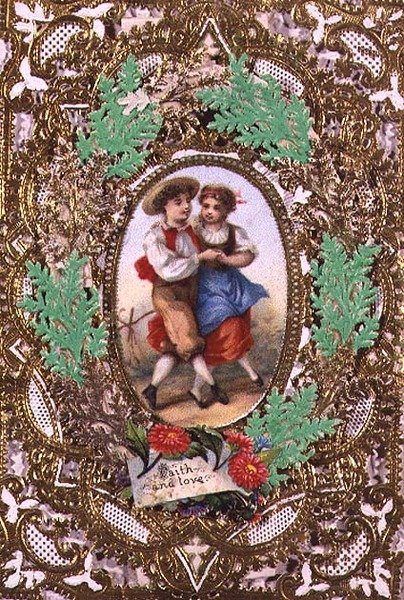 "Fé e Amor", cartão do dia de São Valentim. de English School