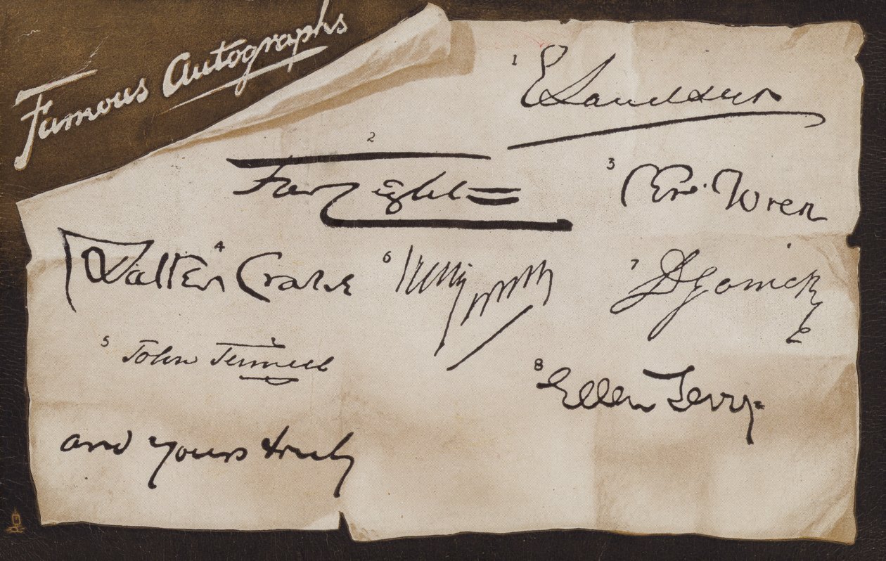 Autógrafos famosos e o seu (litografia) de English School