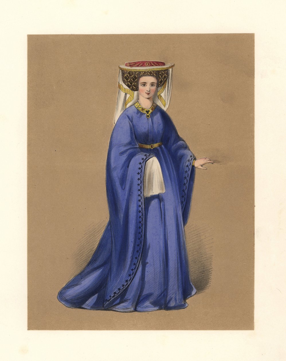 Moda durante os reinados do Rei Henrique IV e V, ilustração de 