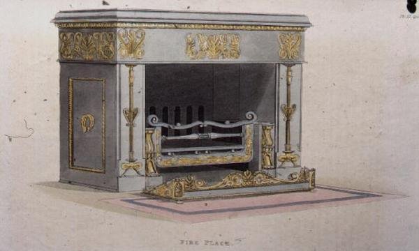 Placa de Fogo, placa 152 do Repositório de Artes de Ackermann, publicada em 1825 (cor litho) de English School