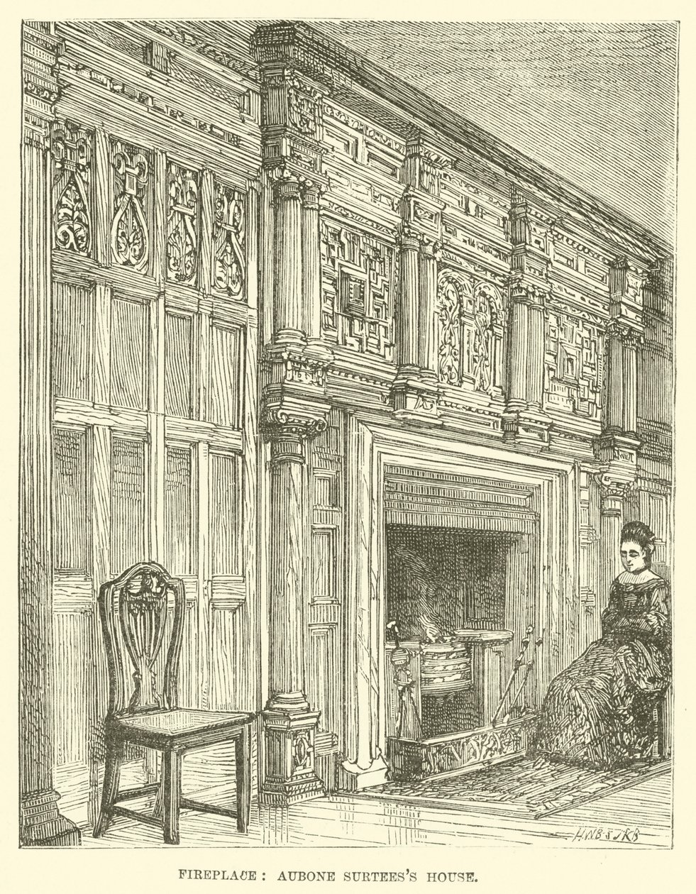 Lareira, casa de Aubone Surtees (gravura) de English School