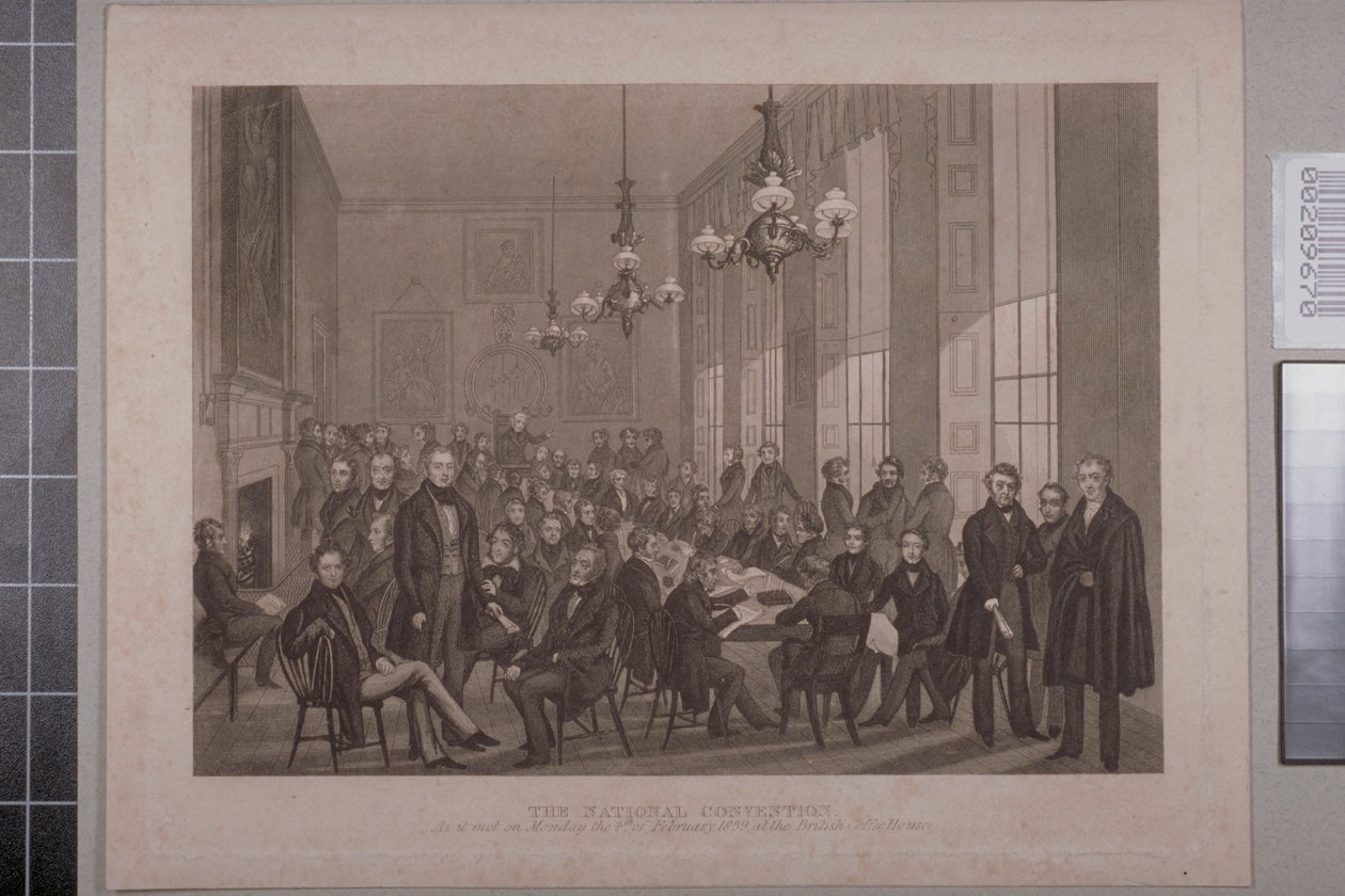 Primeiro Encontro Cartista, British Coffee House em Cockspur Street, 1839 de English School