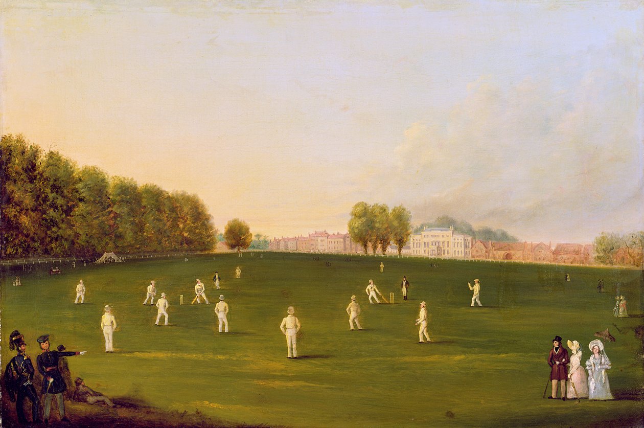 Primeiro Grand Match de críquete jogado por membros da Royal Amateur Society em Hampton Court Green, 3 de agosto de 1836, 1836 de English School