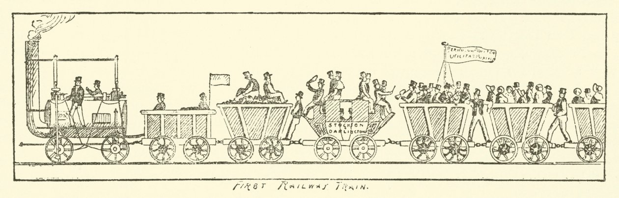 Primeiro Comboio Ferroviário (gravura) de English School