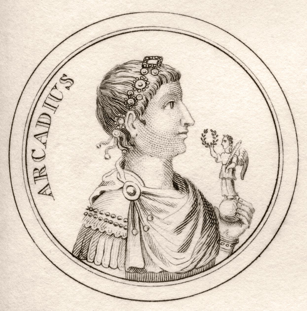 Flavius Arcadius, do &39;Crabb&39;s Historical Dictionary&39;, publicado em 1825 de English School