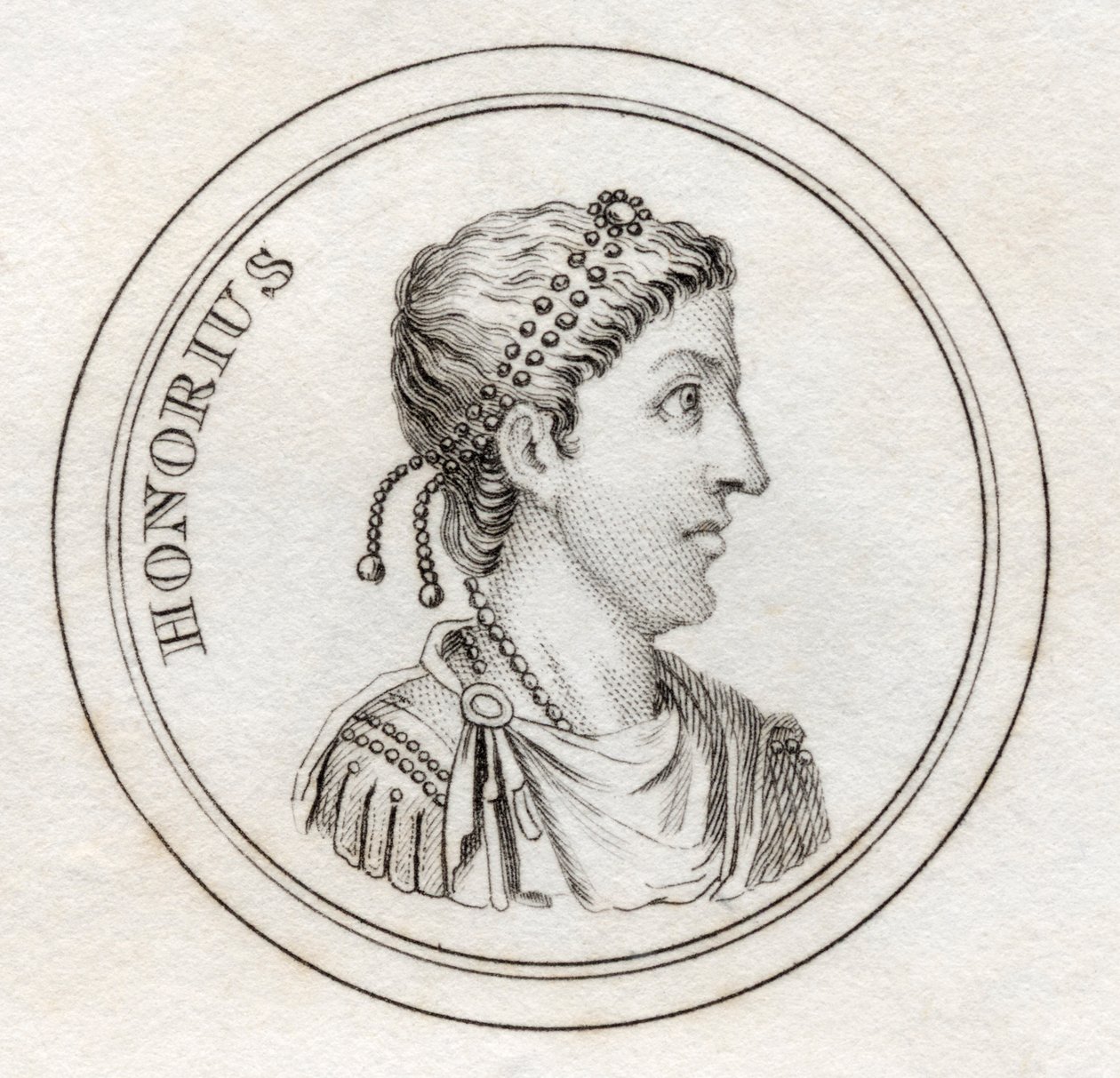 Flavius Honorius, do &39;Crabb&39;s Historical Dictionary&39;, publicado em 1825 de English School