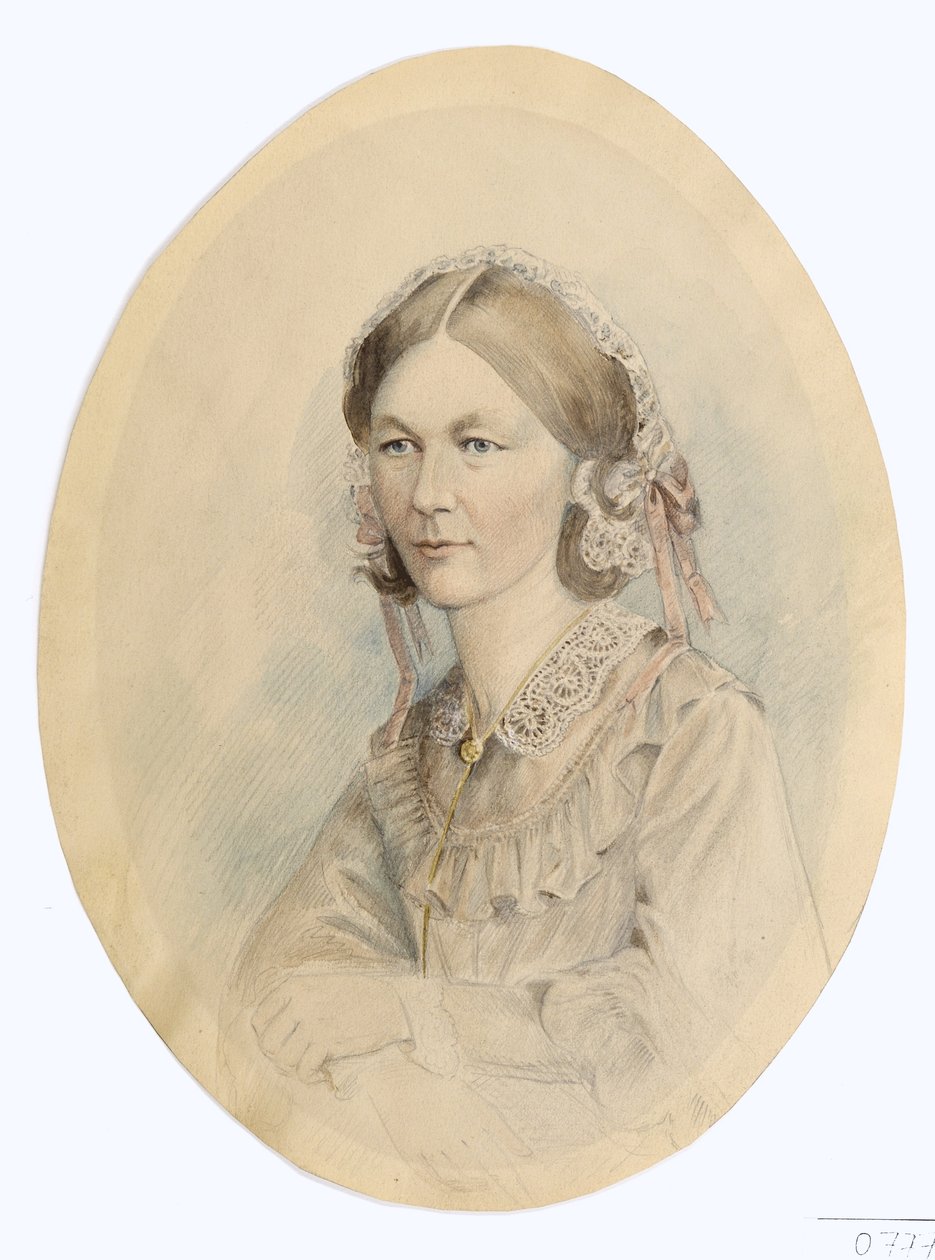 Florence Nightingale, depois de uma fotografia de Lenthall, 1956 (lápis e papel) de English School
