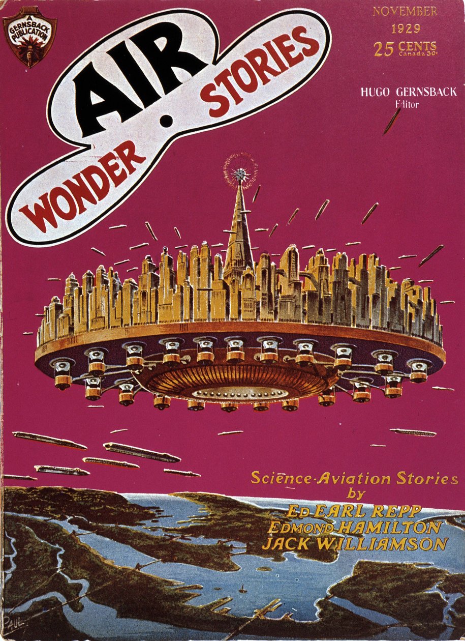 Flying Saucer - em "Air Wonder Stories", Nov 1929 de English School