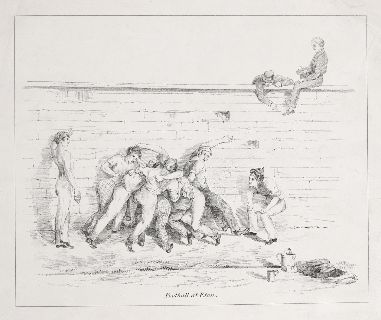 Futebol em Eton (bw litho) de English School