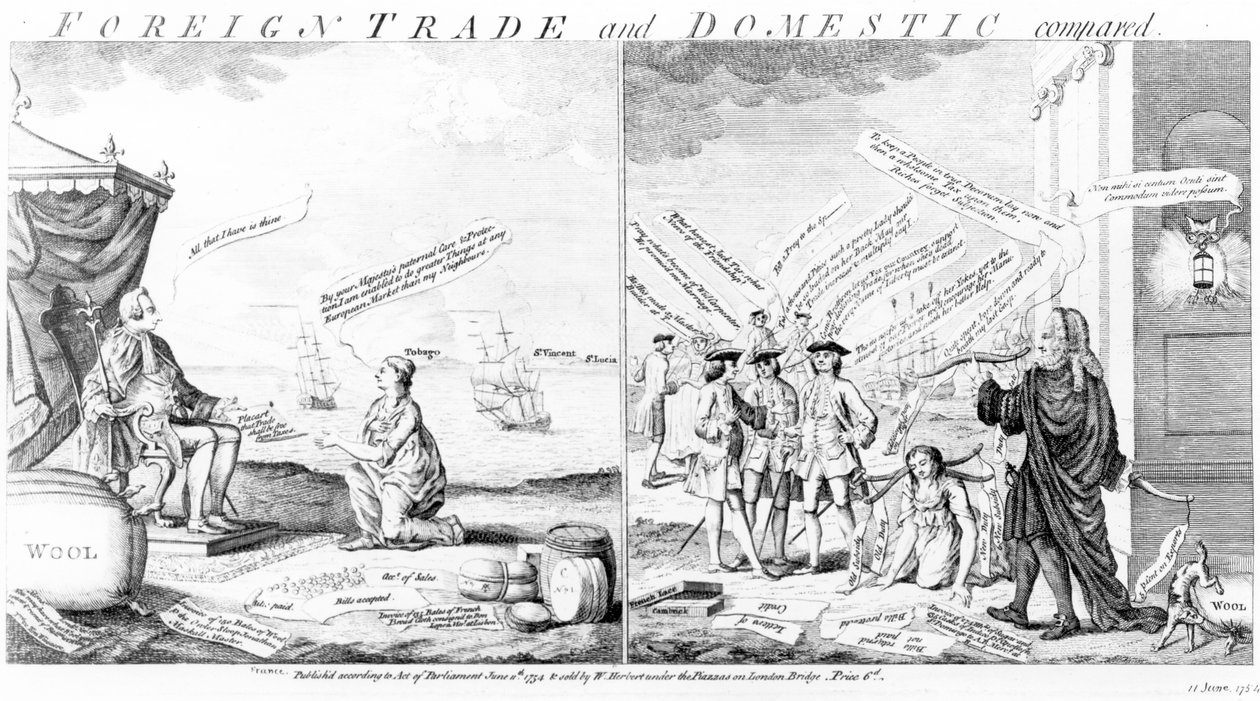 Comércio Exterior e Comparado Interno, por William Herbert, 1754 de English School