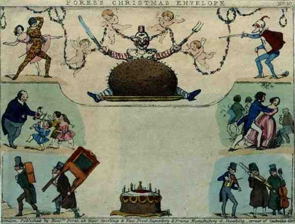 Envelope de Natal da Fores, pub. por Messrs Fores, c.1840 (gravura colorida) de English School