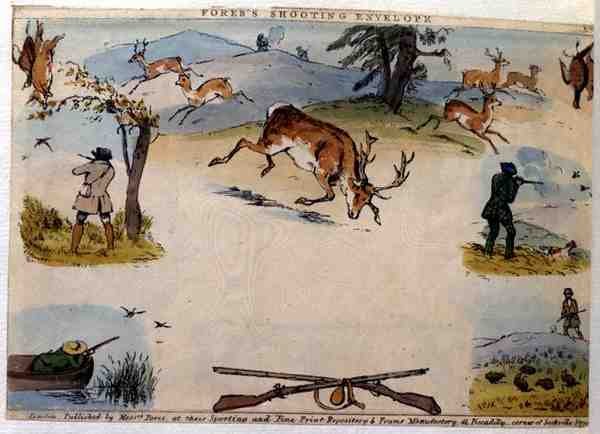 Envelope de Fores, pub. por Messrs Fores, c.1840 (gravura colorida) de English School