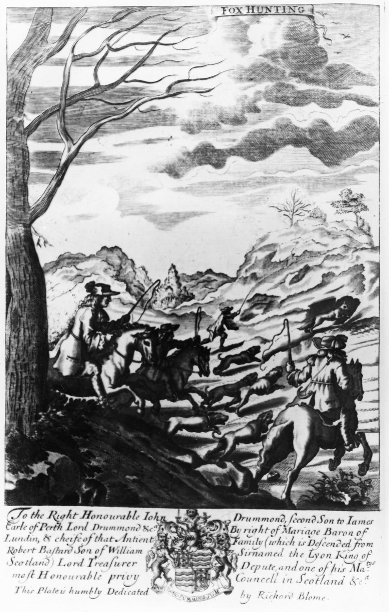 Caça à raposa, de &39;The Gentleman&39;s Recreation&39; publicado por Richard Blome, 1686 de English School