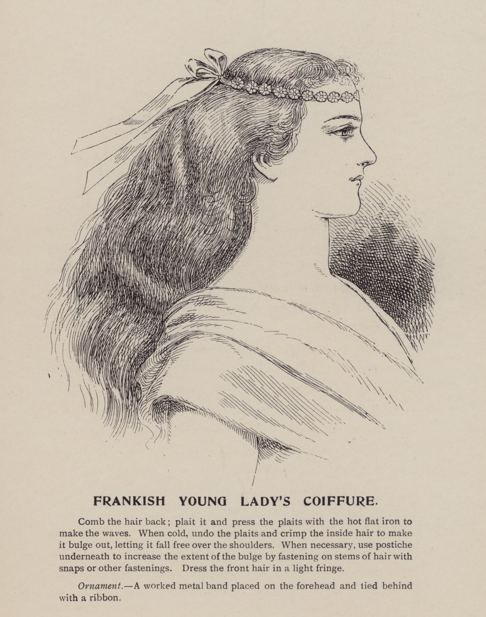 Penteado de uma jovem franca (gravura) de English School
